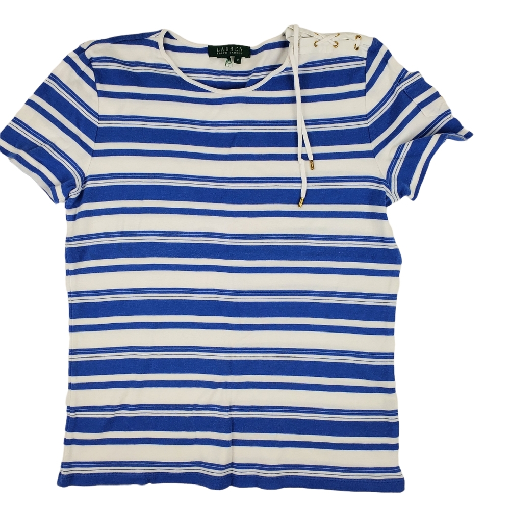 Lauren Ralph Lauren short sleeve striped nautical top M
